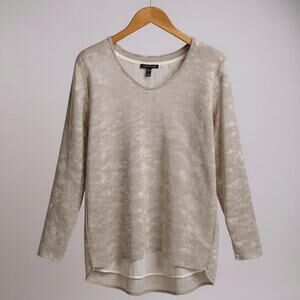 Eileen Fisher Silk Blouse with Sheer Overlay Sweater Cream - Size Medium